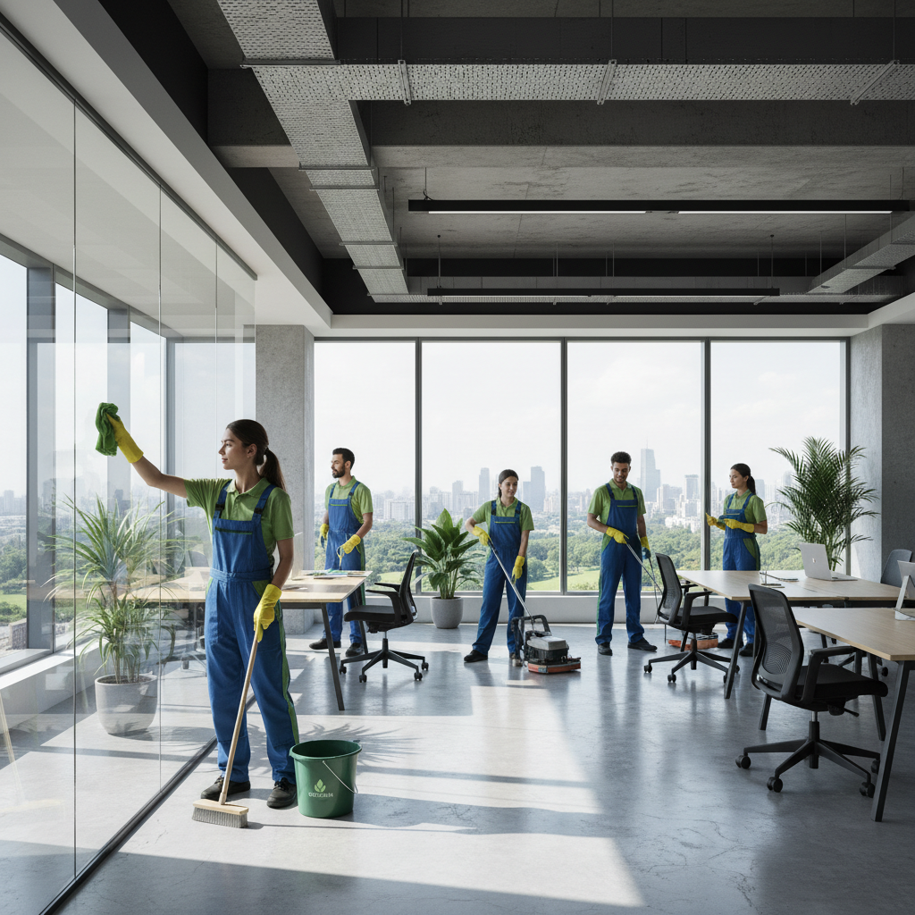 Komanda valo dideles komercines patalpas su ekologiškomis priemonėmis