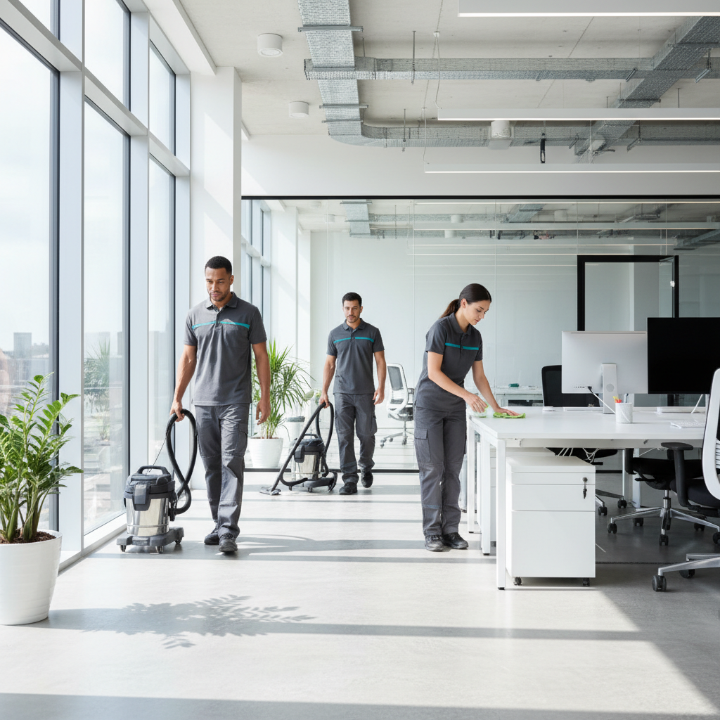 Biuro valymo komanda tvarko modernų biurą Vilniuje