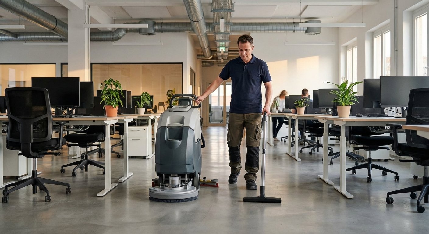 Grindų plovimas ir siurbimas biure