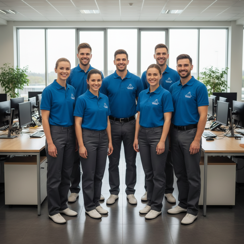 Profesionalios valymo paslaugos darbuotojai biure