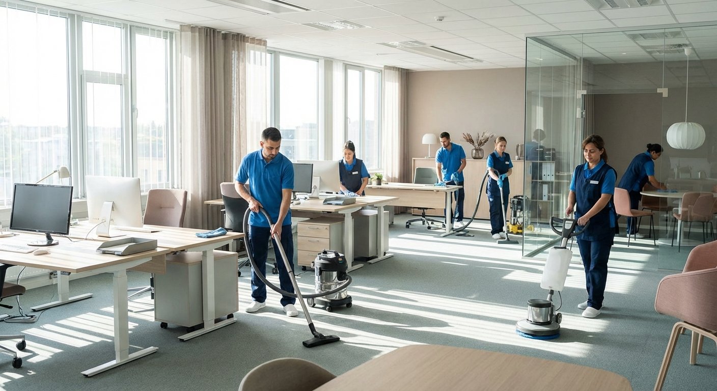 Reguliarus biurų valymas – šiuolaikiškas biuras ir profesionali valytojų komanda