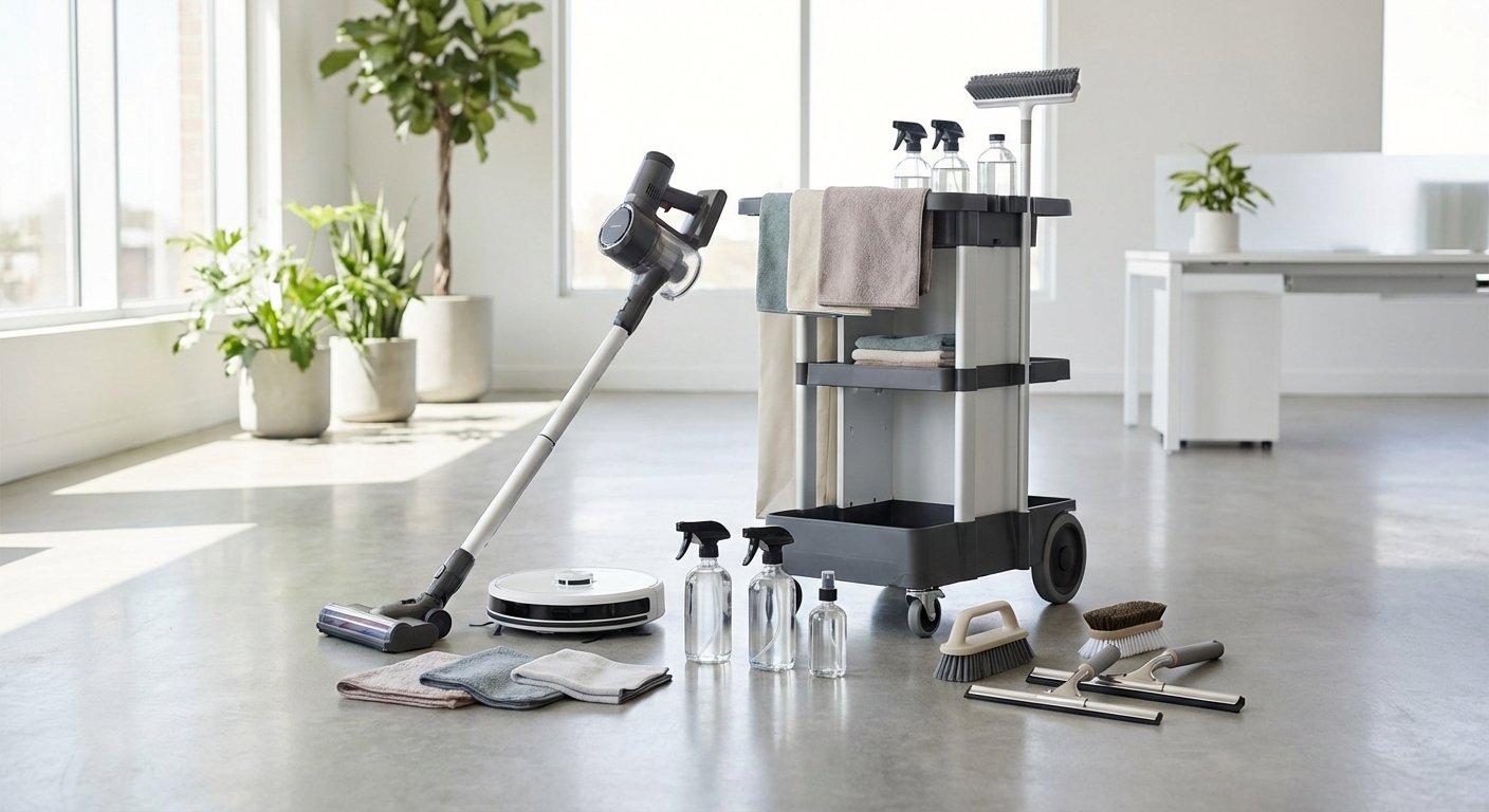 Moderni biuro valymo įranga ir priemonės