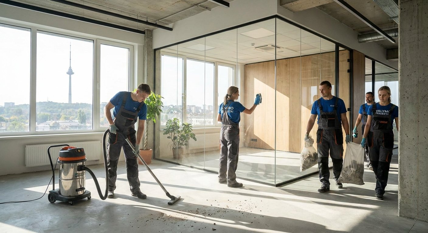 Biuro patalpų valymas po renovacijos Vilniuje: svarbu tvarka ir švara