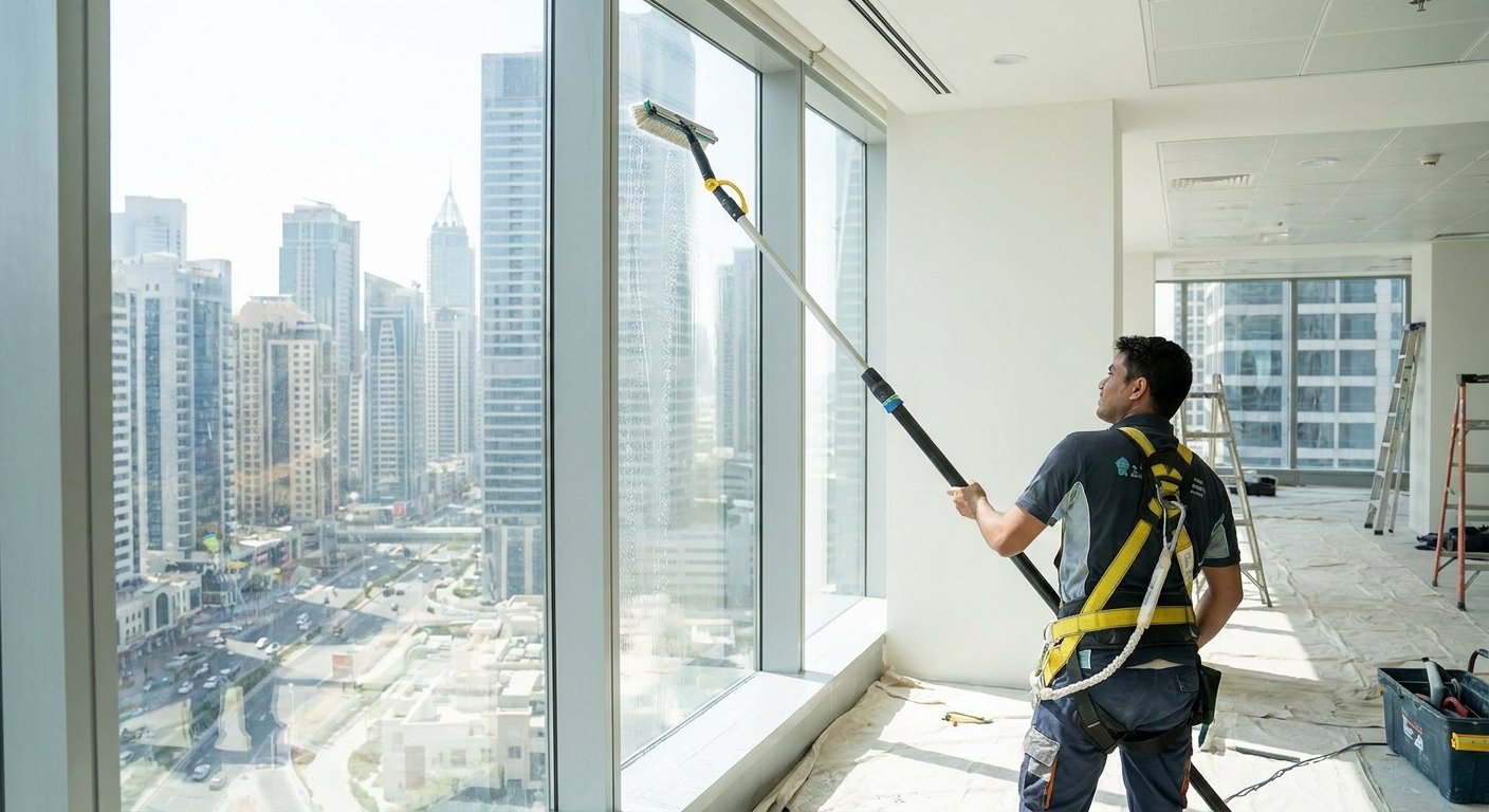 Biuro langų valymas po remonto