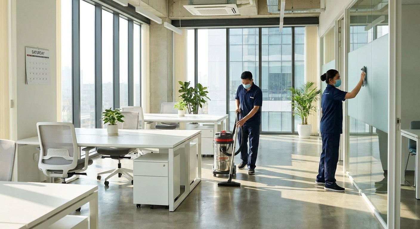Biurų valymas savaitgaliais – šiuolaikiški sprendimai švarai palaikyti
